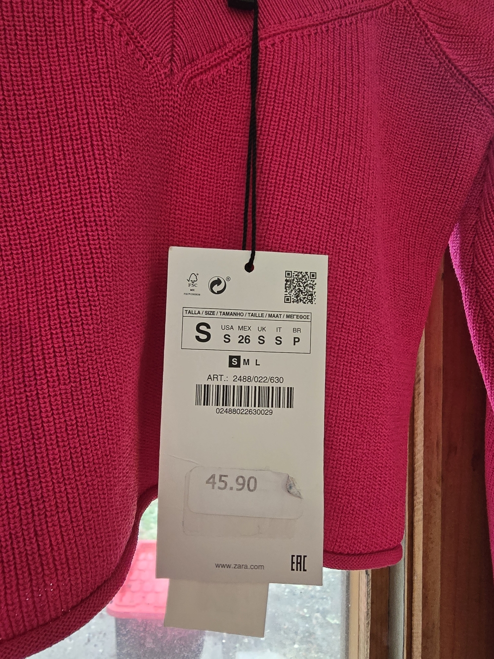 Zara Women's Hot Pink Crop Knit Sweater